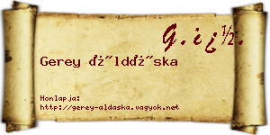 Gerey Áldáska névjegykártya